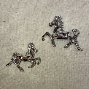 vintage silver tone horse pin set